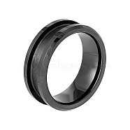 Unicraftale 1Pc Porcelain Grooved Finger Ring Settings, Ring Core Blank, for Inlay Ring Jewelry Making, Black, US Size 7 3/4(18mm)(FIND-UN0001-72)