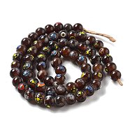 Handmade Nepalese Lampwork Beads, Round, Coconut Brown, 8.5~12.5x8.5~11.5mm, Hole: 1.8~3.5mm, about 64~67pcs/strand, 25.71''(65.3cm)(LAMP-Z008-09A)