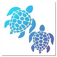 PET Plastic Hollow Out Drawing Painting Stencils Templates, Square, Sea Turtle Pattern, 18x18cm(DIY-WH0286-018)