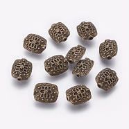 Tibetan Style Alloy Beads, Antique Bronze Color, Rectangle, Lead Free & Cadmium Free, 11mm wide, 13mm long, 6.5mm thick, hole: 1.5mm(MLF5179Y)