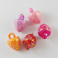 Opaque Acrylic Pendants, AB Color, Strawberry, Mixed Color, 17x13x12mm, Hole: 3mm, about 520pcs/500g(SACR-R697-M6)