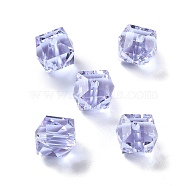 Imitation Austrian Crystal Beads, K9 Glass, Square Faceted, Lilac, 10x10x10mm, Hole: 1.8mm(GLAA-R002-02D)