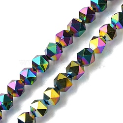 Electroplate Glass Beads Strands, Faceted Round, Colorful, 5.5x5x6mm, Hole: 1mm, about 101pcs/strand, 22.05''(56cm)(EGLA-K061-07A-FP01)