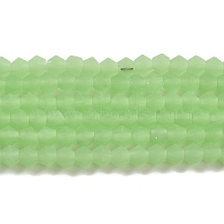 Imitation Jade Frosted Glass Bead Strands, Faceted Bicone, Light Green, 4.5x3.5~4mm, Hole: 1mm, about 87~89pcs/strand, 13.98''~13.39''(33.5~34cm)(GLAA-F029-JM4mm-B01)