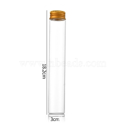 Clear Glass Bottles Bead Containers, Screw Top Bead Storage Tubes with Aluminum Cap, Column, Golden, 3x18cm, Capacity: 100ml(3.38fl. oz)(CON-WH0085-75J-02)