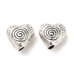 Tibetan Style Alloy Beads, Cadmium Free & Lead Free, Heart with Vortex, Antique Silver, 8.5x8.5x4.5mm, Hole: 1.6mm, 1086Pcs/1000G(PALLOY-M217-17AS)