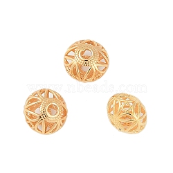 925 Sterling Silver Beads, Hollow, Rondelle, Saucer Beads, Real 18K Gold Plated, 6.5x5.5mm, Hole: 1.4mm(STER-P060-23G)