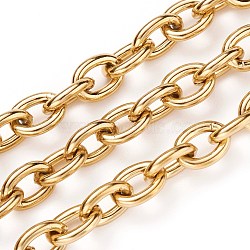 3.28 Feet Ion Plating(IP) 304 Stainless Steel Cable Chains, Soldered, Golden, 8x6x1.5mm(X-CHS-O008-03G)