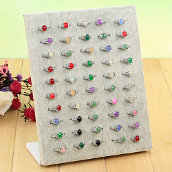 Velvet Finger Ring Display Stands, Jewelry Display Rack, L-Shaped, Rectangle, Dark Gray, 20.3x9.7x25.3cm(CON-PW0001-163A)
