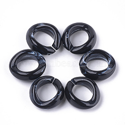 Acrylic Linking Rings, Quick Link Connectors, For Jewelry Chains Making, Imitation Gemstone Style, Ring, Black, 19.5x18x8mm, Hole: 11.5x10.5mm, about 420pcs/500g(OACR-S021-24F)