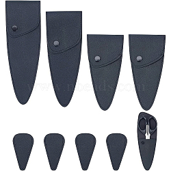 8Pcs 4 Style PU Leather Scissor Tip Protective Covers, Scissor Sheath, Triangle, Black, 7.15~21x4.05~7.1x0.3~0.9cm(FIND-BC0003-60)
