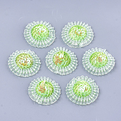 Foam Cabochons, with Sequins/Paillette, Non-Woven Fabric and Organza, Hat, Lawn Green, 45~47x15~17mm, about 100pcs/bag(KY-T007-07A)