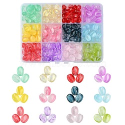 216Pcs 12 Colors Transparent Glass Beads, Coffee Bean, Baking Paint, Mixed Color, 11x8.5x6.5mm, Hole: 1mm, 18pcs/color(DGLA-CJ0001-04)