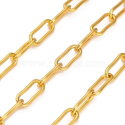 Titanium Steel Oval Paperclip Chains, Soldered, with Spool, Golden, 16x7x1.5mm, 5m/roll.(CHS-G040-01B-G)