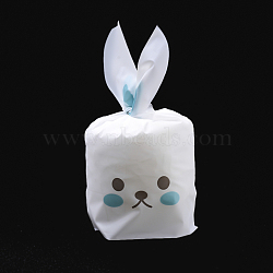 Kawaii Bunny Plastic Candy Bags, Rabbit Ear Bags, Gift Bags, Two-Side Printed, Dark Cyan, 18x10cm(X-ABAG-Q051A-05)