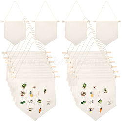 Polycotton Wall Hanging Brooch Jewelry Banner Holder, for Badge Storage, with Wood Stick, Beige, 500~505mm, Pendant: 265x300x1.5~9mm.(AJEW-WH0596-833B)