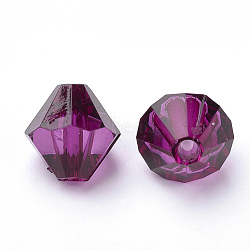 Transparent Acrylic Beads, Bicone, Purple, 4x4mm, Hole: 1.2mm, about 17000pcs/500g(TACR-S146-4mm-24)