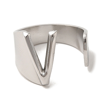 201 Stainless Steel Finger Rings, Letter V, Inner Diameter: 18mm