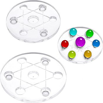 Fingerinspire 3Pcs 3 Style PVC Seven Star Disk, Jewelry Display Base, Home Decorations, Clear, 79.5~120x12.5~13mm, 1pc/style