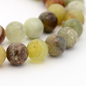 Natural Xiuyan Jade Round Bead Strands, 8mm, Hole: 1mm, about 49pcs/strand, 15.7 inch