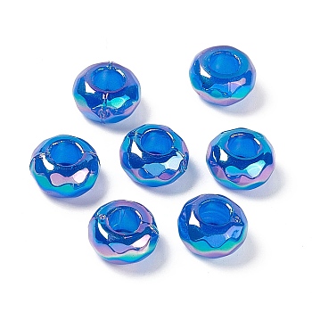 Opaque Acrylic Beads, AB Color, Faceted, Rondelle, Blue, 13x7.2mm, Hole: 5.8mm