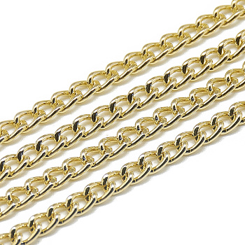 Unwelded Aluminum Curb Chains, Light Khaki, 5x3.6x0.9mm, about 100m/bag