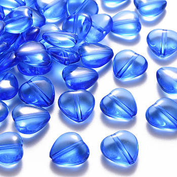 Transparent Acrylic Beads, Heart, Blue, 13.5x13.5x5.5mm, Hole: 1.5mm, about 775pcs/500g