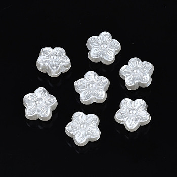 ABS Plastic Imitation Pearl Beads, Flower, Creamy White, 9x9x5mm, Hole: 1.6mm, about 3270pcs/500g