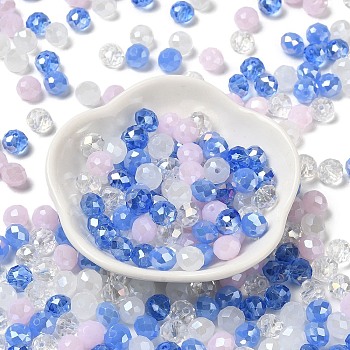 Glass Beads, Faceted, Rondelle, Royal Blue, 8x6mm, Hole: 1mm, about 1210pcs/500g