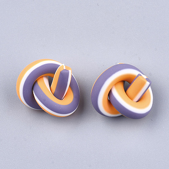 Handmade Polymer Clay Beads, No Hole, Knot, Colorful, 22~26x19~24x17~21mm