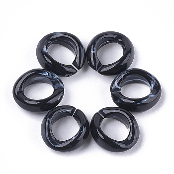 Acrylic Linking Rings, Quick Link Connectors, For Jewelry Chains Making, Imitation Gemstone Style, Ring, Black, 19.5x18x8mm, Hole: 11.5x10.5mm, about 420pcs/500g