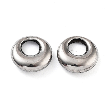 201 Stainless Steel Beads, Round Ring, Stainless Steel Color, 9x3mm, Hole: 4mm