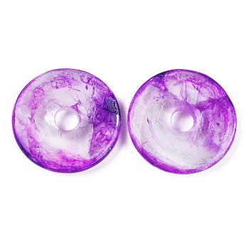 Natural Calcite Dyed Pendants, Donut/Pi Disc Charms, Blue Violet, 40x5.5~6.5mm, Hole: 8mm
