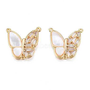 Real 18K Gold Plated Creamy White Butterfly Brass+Cubic Zirconia Links