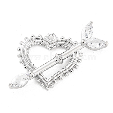 Real Platinum Plated Clear Heart Brass+Glass Pendants