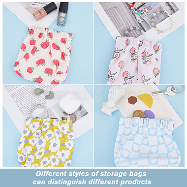 5pcs 5 style Flower/Peach Pattern Cloth Women's Mini Cosmetics Storage Bags(ABAG-HY0001-11)-5