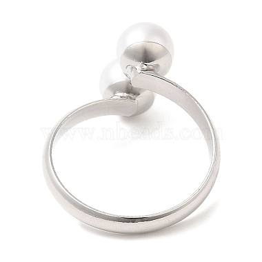 Rack Plating Brass Open Cuff Rings with Round Plastic Pearl Beads for Women(RJEW-Q770-26P)-2