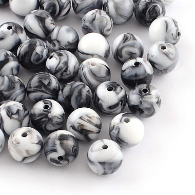 8mm Black Round Acrylic Beads