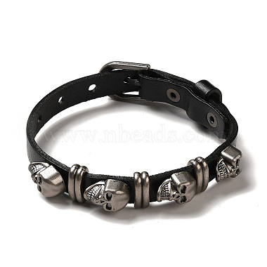 bracelet rivets tête de mort en alliage(BJEW-C037-03A)-3