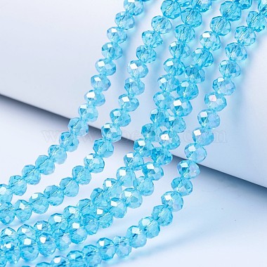 Cyan Rondelle Glass Beads