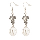 Flat Round ABS Plastic Pearl Beaded Dangle Earrings(EJEW-JE04891)-4