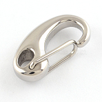Tarnish Resistant Polished 316 Surgical Stainless Steel Keychain Clasp Findings, Self Closing Clasps, Stainless Steel Color, 21x11x4.5mm, Hole: 3x5mm(X-STAS-R072-59)