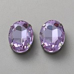 Sew on Rhinestone, Faceted Glass Rhinestone, Multi-Strand Links, with Platinum Tone Alloy Settings, Oval, Amethyst, 18x13x7mm, Hole: 1mm(DIY-WH20010-41A-01)