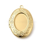 Brass Locket Pendants, Long-Lasting Plated, Cadmium Free & Lead Free, Real 18K Gold Plated, Oval, Tray: 18x13mm, 33.5x24x5.5mm, Hole: 1.6mm, Inner Diameter: 23x16mm(KK-P342-01B-G)