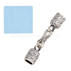 1Pc 925 Sterling Silver Hook and S-Hook Clasps, Bracelet End Buckles, Cloud Pattern, with Suede Fabric Square Silver Polishing Cloth, Antique Silver, 38x7x7.5mm(STER-GO0001-69)