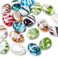 Handmade Lampwork Beads, Pearlized, Oval, Mixed Color, 18x14x8mm, Hole: 2mm(LAMP-S050-M)