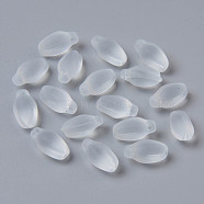Transparent Spray Painted Glass Pendants, Frosted, Bud, Clear, 15x8.5x7.5mm, Hole: 1.2mm(GLAA-S190-016J-01)