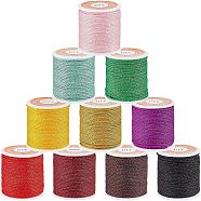 10 Rolls 10 Colors Braided Nylon Threads, Mambo Thread, with Spool, for Jewelry Making, Round, Mixed Color, 1mm, about 6 yards/roll, 1 roll/color(NWIR-OC0001-07)
