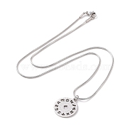 201 Stainless Steel 12 Constellations Pendant Necklace with 304 Stainless Steel Snake Chains for Women, Stainless Steel Color, 17.87 inch(45.4cm)(NJEW-JN04140)
