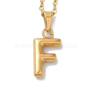 PVD Vacuum Plating 201 Stainless Steel Necklaces, Letter, Letter F, 17.80 inch(45.2cm), Pendant: 23x9x3mm(NJEW-H033-01G-F)